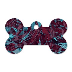 Boho Teal Wine Mosaic Dog Tag Bone (two Sides) by SpinnyChairDesigns