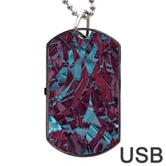 Boho Teal Wine Mosaic Dog Tag Usb Flash (one Side) by SpinnyChairDesigns