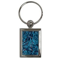 Boho Cerulean Blue Mosaic Key Chain (Rectangle)