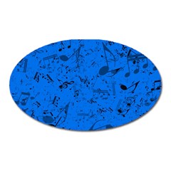 Cornflower Blue Music Notes Oval Magnet by SpinnyChairDesigns