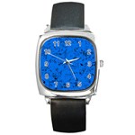 Cornflower Blue Music Notes Square Metal Watch Front