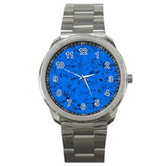 Cornflower Blue Music Notes Sport Metal Watch by SpinnyChairDesigns