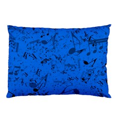 Cornflower Blue Music Notes Pillow Case by SpinnyChairDesigns