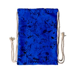 Cornflower Blue Music Notes Drawstring Bag (small) by SpinnyChairDesigns