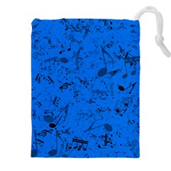 Cornflower Blue Music Notes Drawstring Pouch (5xl) by SpinnyChairDesigns