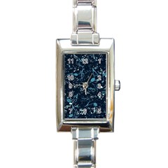 Prussian Blue Music Notes Rectangle Italian Charm Watch by SpinnyChairDesigns