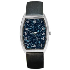 Prussian Blue Music Notes Barrel Style Metal Watch by SpinnyChairDesigns