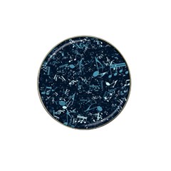 Prussian Blue Music Notes Hat Clip Ball Marker by SpinnyChairDesigns