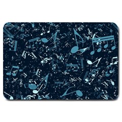 Prussian Blue Music Notes Large Doormat  by SpinnyChairDesigns