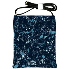 Prussian Blue Music Notes Shoulder Sling Bag by SpinnyChairDesigns