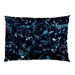 Prussian Blue Music Notes Pillow Case (two Sides) by SpinnyChairDesigns