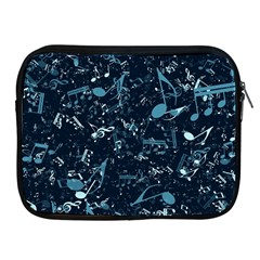 Prussian Blue Music Notes Apple Ipad 2/3/4 Zipper Cases by SpinnyChairDesigns
