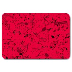 Scarlet Red Music Notes Large Doormat  by SpinnyChairDesigns