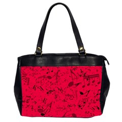 Scarlet Red Music Notes Oversize Office Handbag (2 Sides)