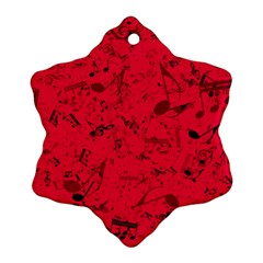 Scarlet Red Music Notes Ornament (snowflake) by SpinnyChairDesigns