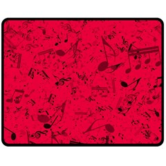 Scarlet Red Music Notes Double Sided Fleece Blanket (medium)  by SpinnyChairDesigns