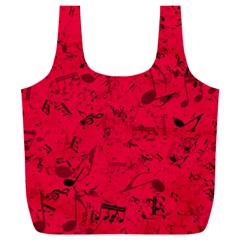 Scarlet Red Music Notes Full Print Recycle Bag (xxxl) by SpinnyChairDesigns