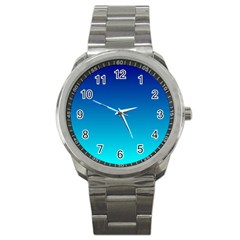 Aqua Blue And Indigo Ombre Sport Metal Watch by SpinnyChairDesigns