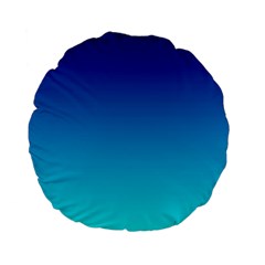 Aqua Blue And Indigo Ombre Standard 15  Premium Flano Round Cushions by SpinnyChairDesigns