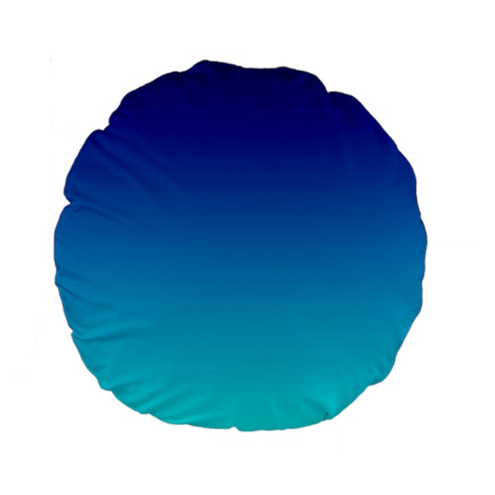 Aqua Blue and Indigo Ombre Standard 15  Premium Flano Round Cushions