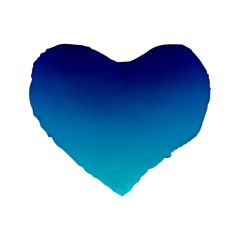 Aqua Blue And Indigo Ombre Standard 16  Premium Flano Heart Shape Cushions by SpinnyChairDesigns