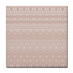 Boho Tan Lace Tile Coaster by SpinnyChairDesigns