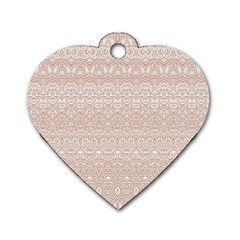 Boho Tan Lace Dog Tag Heart (two Sides) by SpinnyChairDesigns