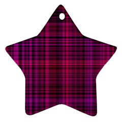 Fuchsia Madras Plaid Ornament (star) by SpinnyChairDesigns