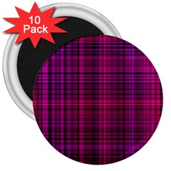 Fuchsia Madras Plaid 3  Magnets (10 Pack)  by SpinnyChairDesigns