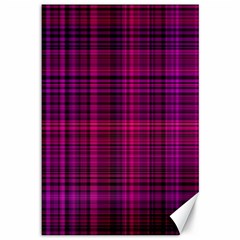 Fuchsia Madras Plaid Canvas 12  X 18  by SpinnyChairDesigns