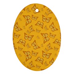 Mustard Yellow Monarch Butterflies Oval Ornament (two Sides) by SpinnyChairDesigns
