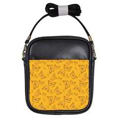 Mustard Yellow Monarch Butterflies Girls Sling Bag by SpinnyChairDesigns
