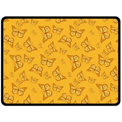 Mustard Yellow Monarch Butterflies Fleece Blanket (large)  by SpinnyChairDesigns