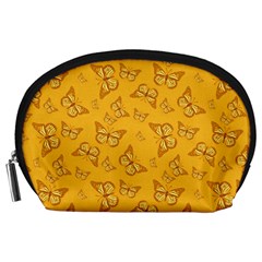 Mustard Yellow Monarch Butterflies Accessory Pouch (large) by SpinnyChairDesigns