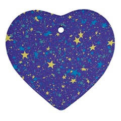 Starry Night Purple Heart Ornament (two Sides) by SpinnyChairDesigns