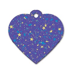 Starry Night Purple Dog Tag Heart (one Side) by SpinnyChairDesigns