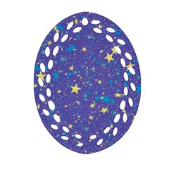 Starry Night Purple Oval Filigree Ornament (two Sides)