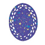 Starry Night Purple Oval Filigree Ornament (Two Sides) Front