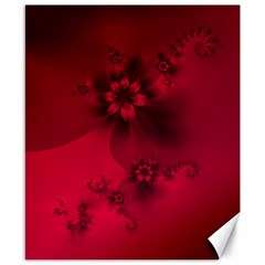 Scarlet Red Floral Print Canvas 8  X 10  by SpinnyChairDesigns