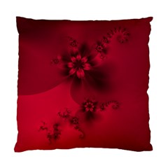 Scarlet Red Floral Print Standard Cushion Case (one Side) by SpinnyChairDesigns