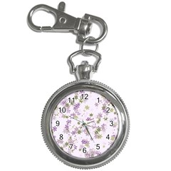 Purple Wildflower Print Key Chain Watches by SpinnyChairDesigns