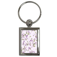 Purple Wildflower Print Key Chain (rectangle) by SpinnyChairDesigns