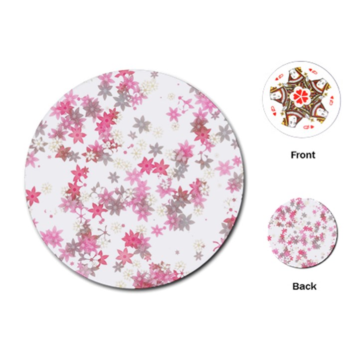 Pink Wildflower Print Playing Cards Single Design (Round)