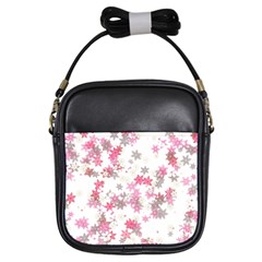 Pink Wildflower Print Girls Sling Bag by SpinnyChairDesigns