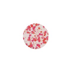 Vermilion And Coral Floral Print 1  Mini Magnets by SpinnyChairDesigns