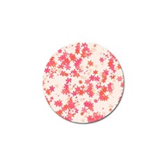 Vermilion And Coral Floral Print Golf Ball Marker (4 Pack)