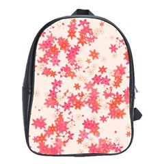 Vermilion And Coral Floral Print School Bag (large) by SpinnyChairDesigns