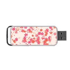 Vermilion And Coral Floral Print Portable Usb Flash (one Side) by SpinnyChairDesigns