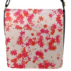 Vermilion And Coral Floral Print Flap Closure Messenger Bag (s) by SpinnyChairDesigns