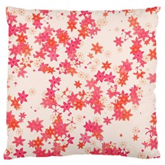 Vermilion and Coral Floral Print Standard Flano Cushion Case (Two Sides)